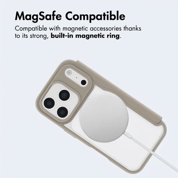 Transparent bookcase med MagSafe til Apple iPhone 17 Pro - Beige