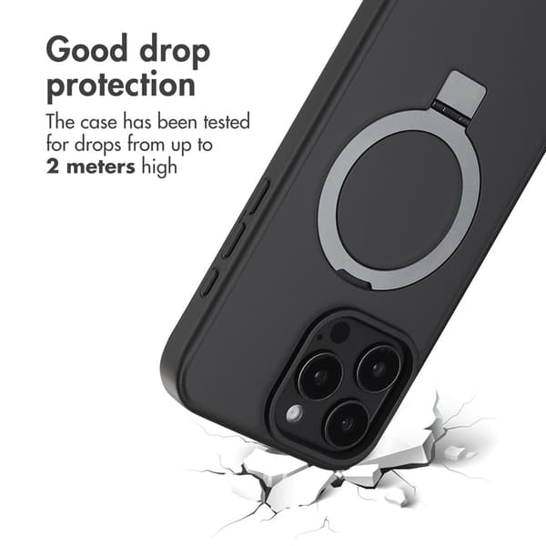 Accezz Ring Stand bagside-cover med MagSafe til Apple iPhone 16 Pro Max - Sort