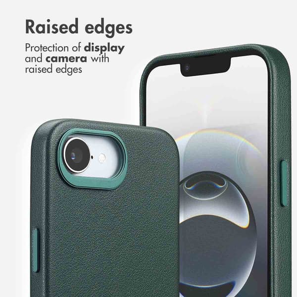 Accezz Läder Baksida MagSafe för Apple iPhone 17e / 16e - Cedar Green