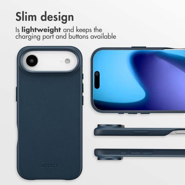 Accezz Läder Baksida MagSafe för Apple iPhone Air - Nightfall Blue