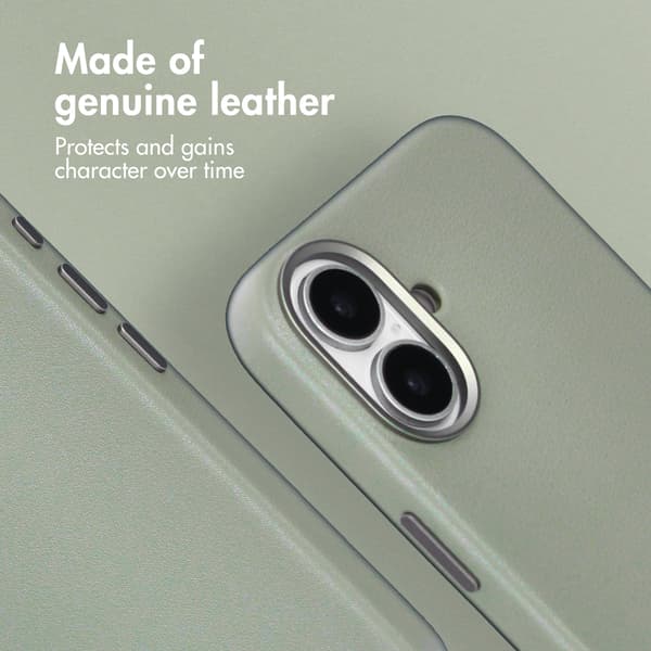 Accezz Läder Baksida MagSafe för Apple iPhone 16 - Light Grey