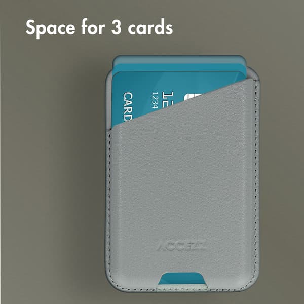 Accezz Leather Card Holder - Compatible with MagSafe and Qi2 - Light Grey