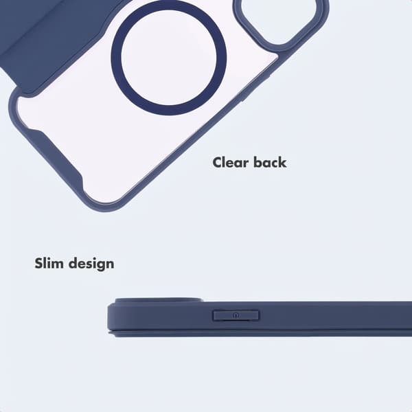 Transparent Bookcase with MagSafe for the Apple iPhone 15 - Blue