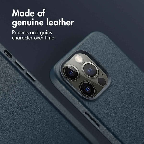 Accezz Läder Baksida MagSafe för Apple iPhone 13 Pro - Nightfall Blue