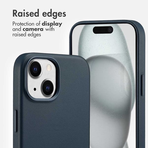 Accezz Läder Baksida MagSafe för Apple iPhone 15 - Nightfall Blue
