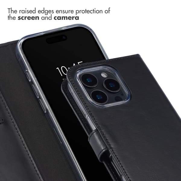 Selencia Ægte læder bogomslag til Apple iPhone 16 Pro Max - Sort