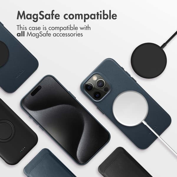 Accezz Läder Baksida MagSafe för Apple iPhone 15 Pro Max - Nightfall Blue