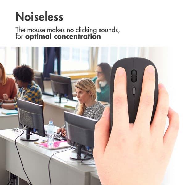 imoshion Wireless Mouse - Rechargeable Computer Mouse + 2.4G USB-A Adapter - Black