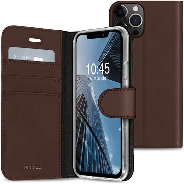 Accezz Wallet Soft Bookcase for Apple iPhone 13 Pro - Brown
