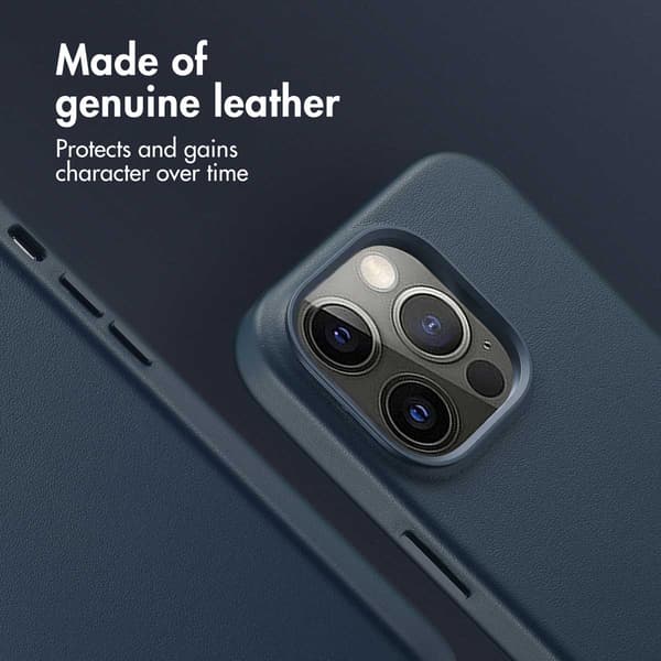 Accezz Läder Baksida MagSafe för Apple iPhone 14 Pro - Nightfall Blue