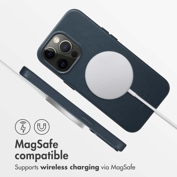 Accezz Läder Baksida MagSafe för Apple iPhone 13 Pro - Nightfall Blue