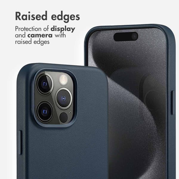 Accezz Läder Baksida MagSafe för Apple iPhone 15 Pro Max - Nightfall Blue