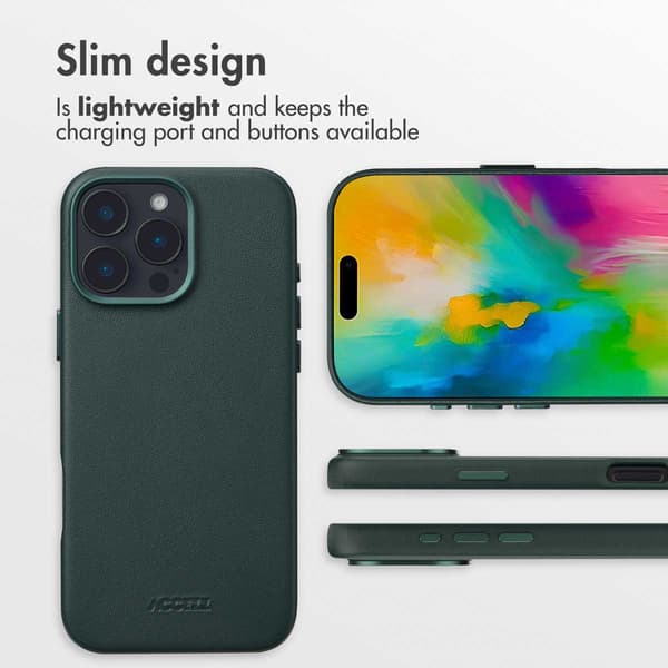 Accezz Läder Baksida MagSafe för Apple iPhone 16 Pro Max - Cedar Green