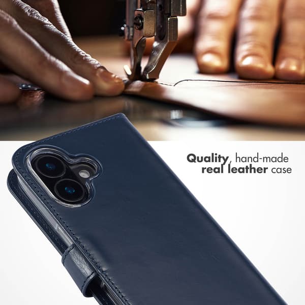 Selencia Ękta läder bokfodral för Apple iPhone 16 Plus - Blå