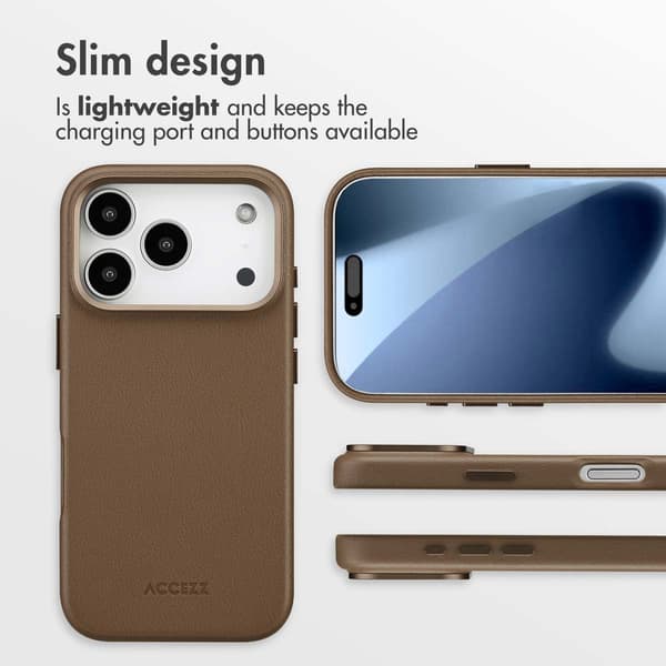 Accezz Läder Baksida MagSafe för Apple iPhone 17 Pro - Coffee Brown