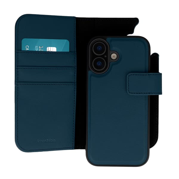 imoshion Avtagbart lyxigt 2-i-1 bookcase för Apple iPhone 16 - Blå