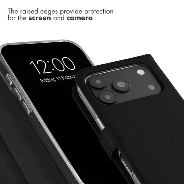 Selencia Ægte læder bogomslag til Apple iPhone 18 Pro Max / 17 Pro Max - Sort