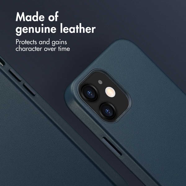 Accezz Läder Baksida MagSafe för Apple iPhone 12 (Pro) - Nightfall Blue