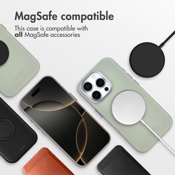Accezz Läder Baksida MagSafe för Apple iPhone 16 Pro - Light Grey