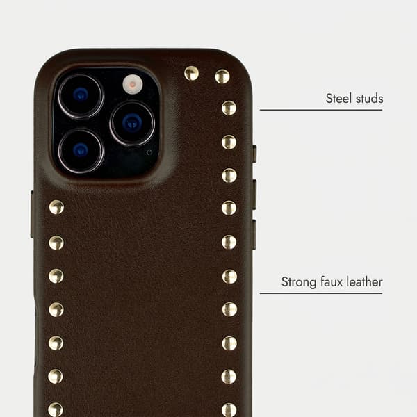 Selencia Studs bagsidecover med MagSafe til Apple iPhone 16 Pro - Cacao Crush