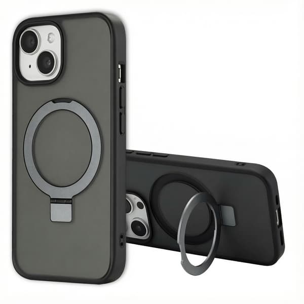 Accezz Ring Stand bagside-cover med MagSafe til Apple iPhone 15 Pro - Sort