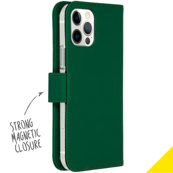 Accezz Plånbok Softcase Bokfodral för Apple iPhone 12 (Pro) - Grön