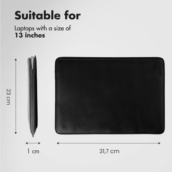 Accezz Læder laptop sleeve 13 tommer - Sort