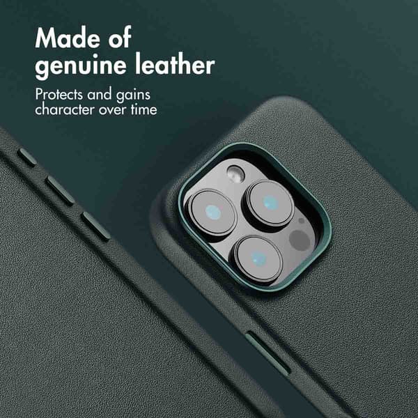 Accezz Läder Baksida MagSafe för Apple iPhone 16 Pro - Cedar Green