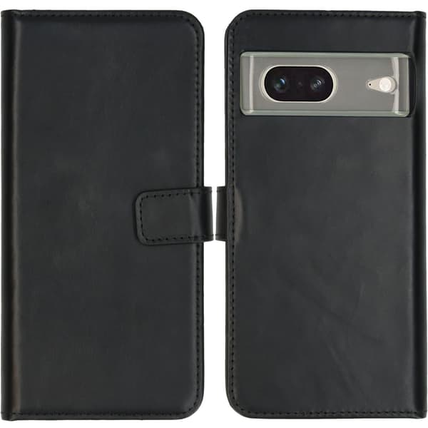 Selencia Genuine Leather Book Case for Google Pixel 7 - Black