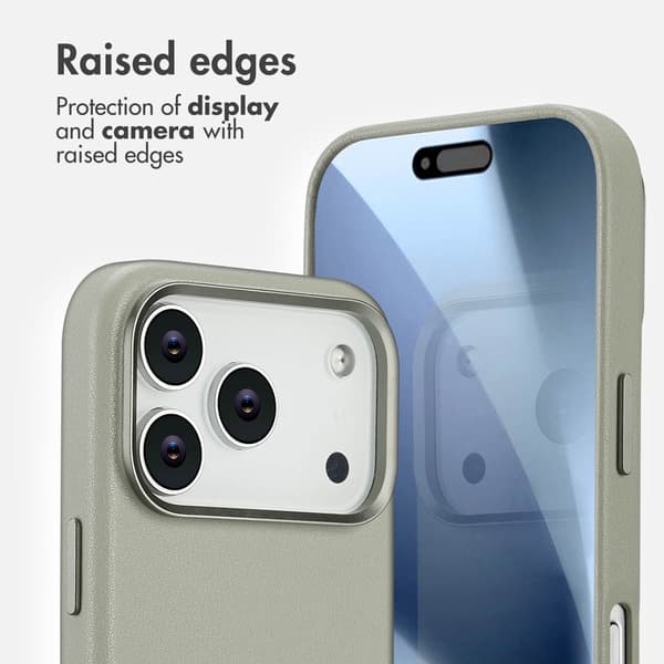 Accezz Läder Baksida MagSafe för Apple iPhone 17 Pro - Light Grey