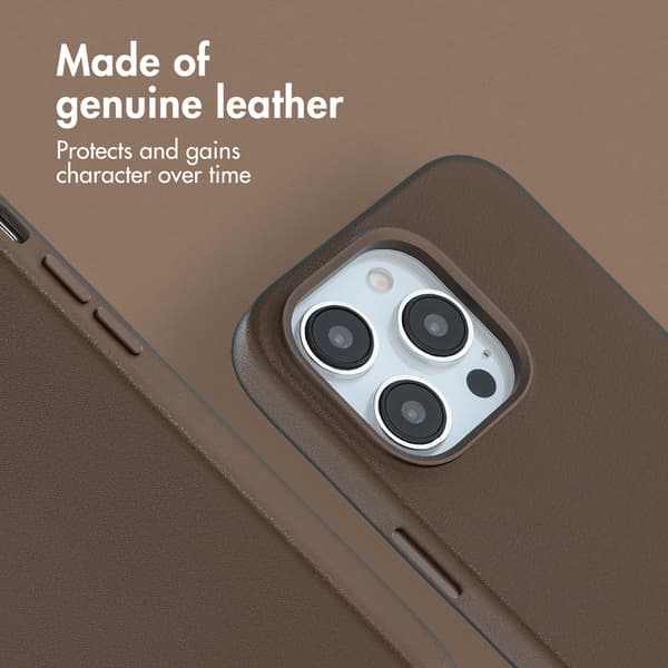 Accezz Läder Baksida MagSafe för Apple iPhone 14 Pro - Coffee Brown