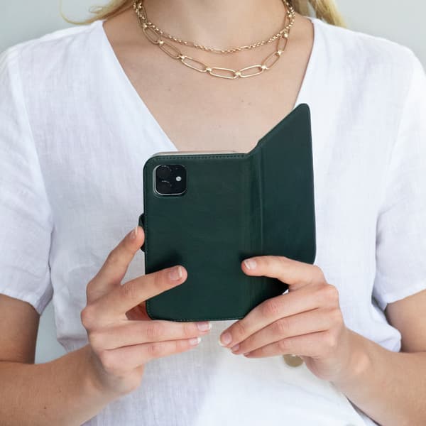 Selencia Ægte læder bogomslag til Apple iPhone 8 Plus / 7 Plus - Grøn