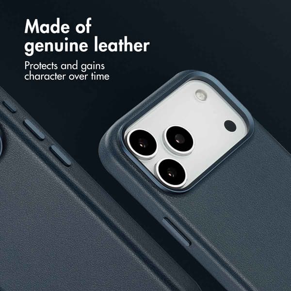 Accezz Läder Baksida MagSafe för Apple iPhone 17 Pro Max - Nightfall Blue