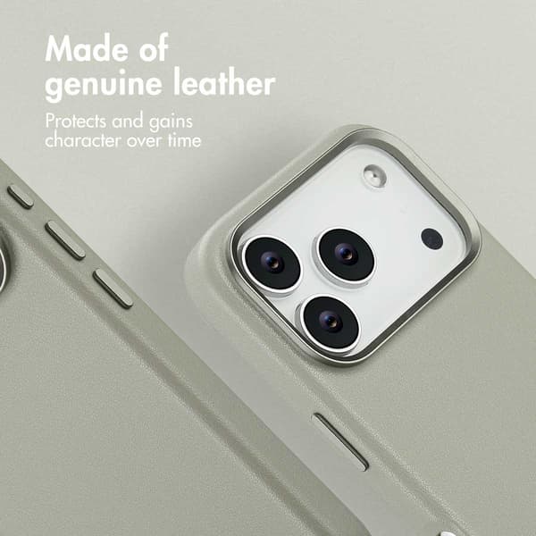 Accezz Læder bagside-cover med MagSafe til Apple iPhone 17 Pro - Light Grey