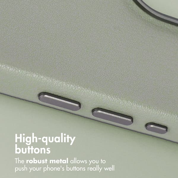 Accezz Läder Baksida MagSafe för Apple iPhone 16 Pro - Light Grey