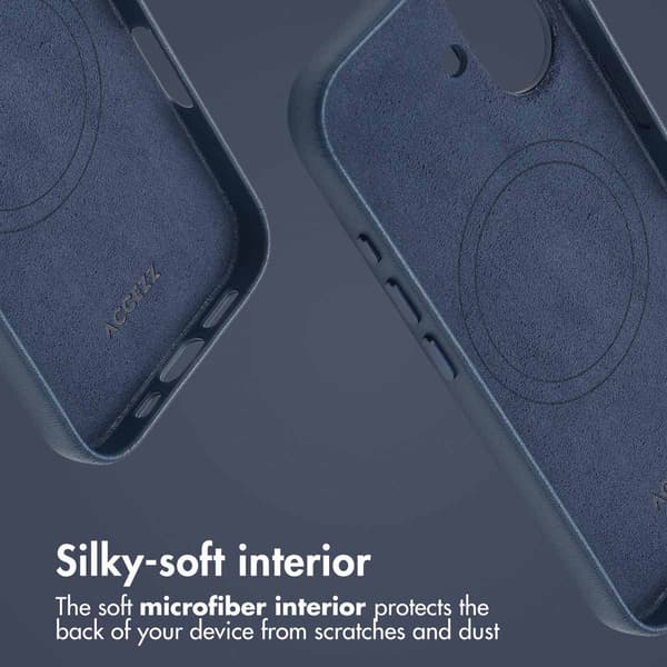 Accezz Läder Baksida MagSafe för Apple iPhone 16 - Nightfall Blue