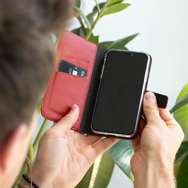 Selencia Ægte læder bogomslag til Apple iPhone 8 Plus / 7 Plus - Rød