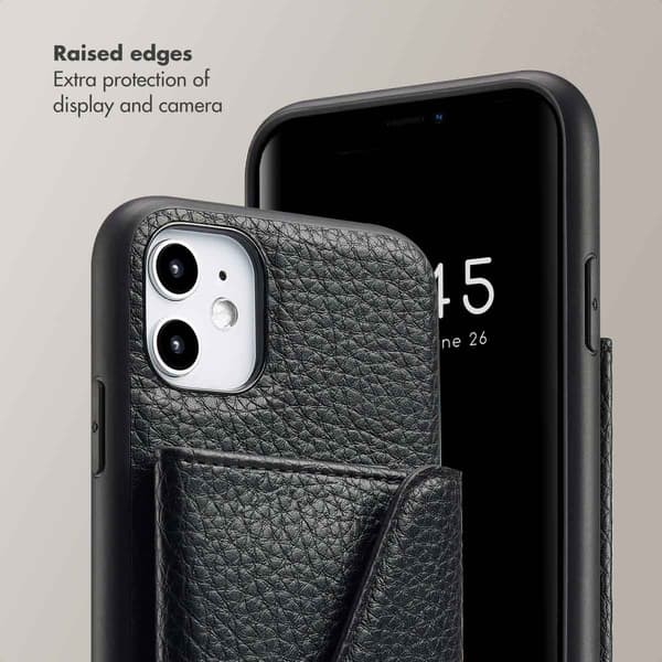 Selencia Sera telefonetui med snor og envelope-kortholder til Apple iPhone 11 - Sort