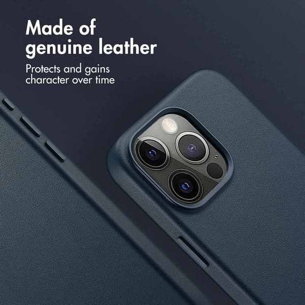 Accezz Läder Baksida MagSafe för Apple iPhone 15 Pro Max - Nightfall Blue