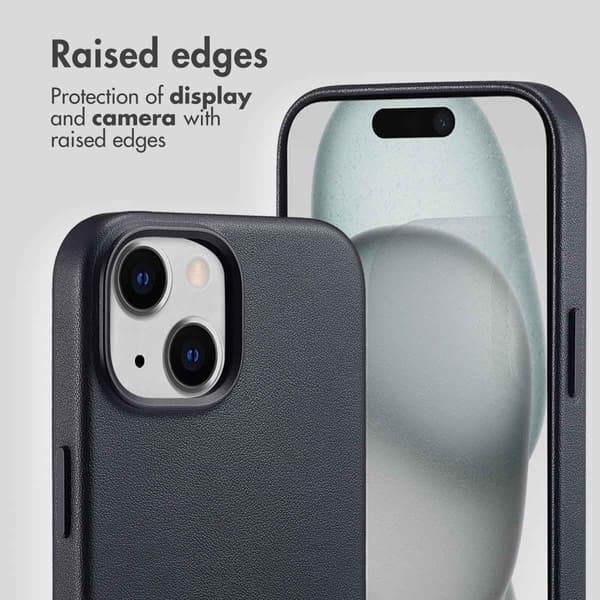 Accezz Läder Baksida MagSafe för Apple iPhone 15 - Onyx Black