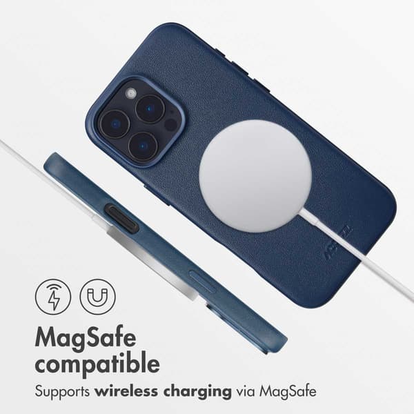 Accezz Läder Baksida MagSafe för Apple iPhone 16 Pro Max - Nightfall Blue
