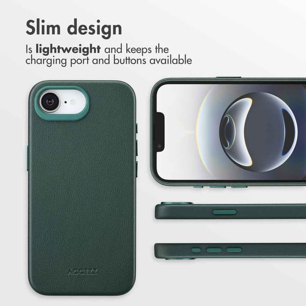 Accezz Läder Baksida MagSafe för Apple iPhone 17e / 16e - Cedar Green