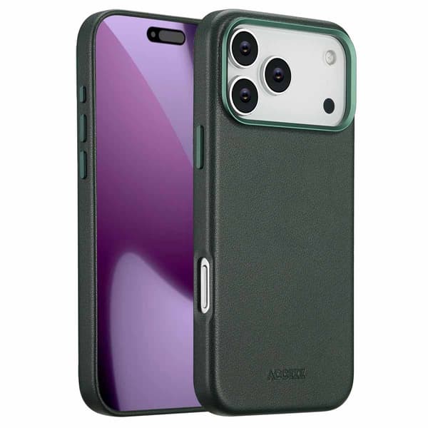 Accezz Läder Baksida MagSafe för Apple iPhone 17 Pro Max - Cedar Green