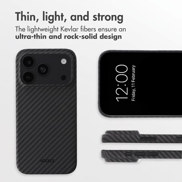Accezz MagSafe Kevlar® bagsidecover til Apple iPhone 18 Pro / 17 Pro - Sort