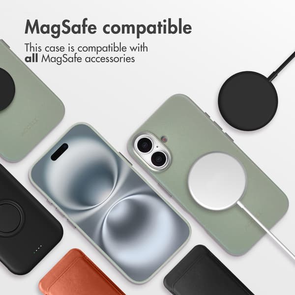 Accezz Läder Baksida MagSafe för Apple iPhone 16 - Light Grey
