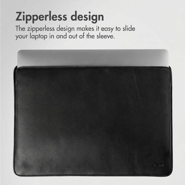 Accezz Læder laptop sleeve 15 tommer - Sort