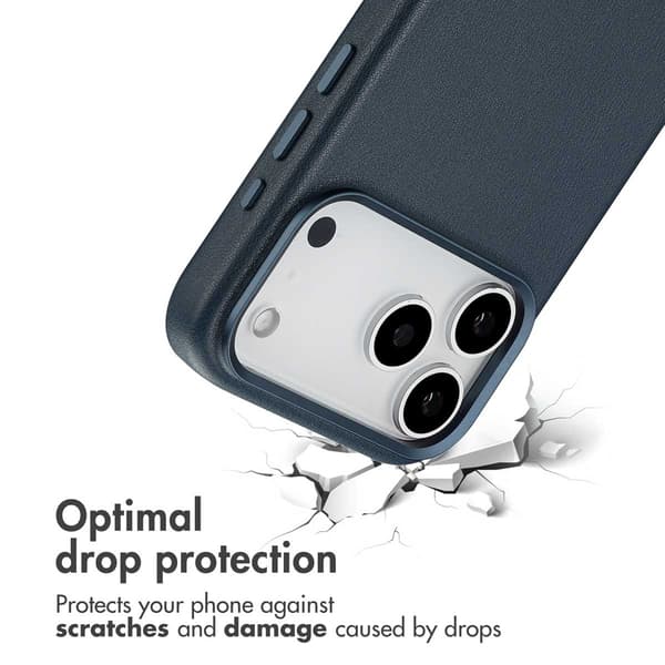 Accezz Läder Baksida MagSafe för Apple iPhone 17 Pro Max - Nightfall Blue