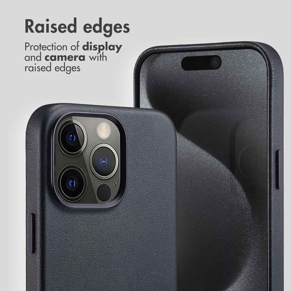 Accezz Läder Baksida MagSafe för Apple iPhone 15 Pro Max - Onyx Black