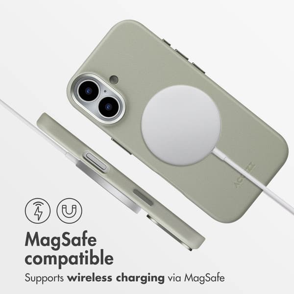 Accezz Läder Baksida MagSafe för Apple iPhone 17 - Light Grey