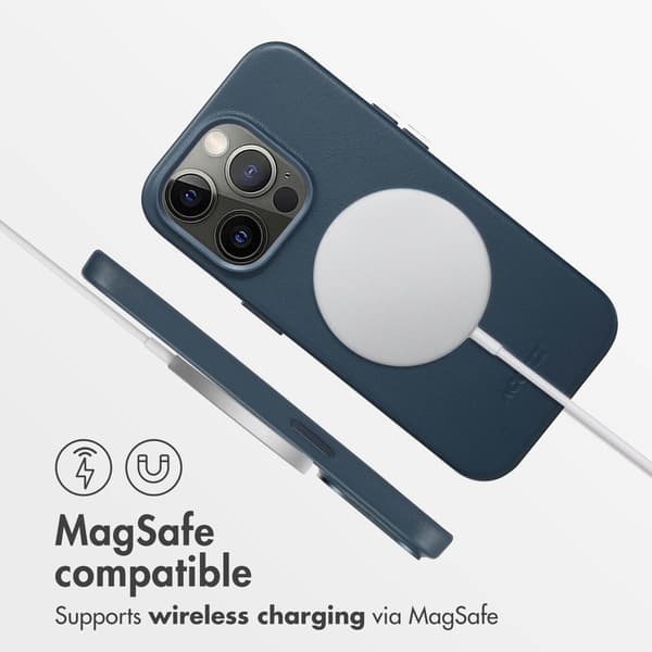 Accezz Läder Baksida MagSafe för Apple iPhone 14 Pro - Nightfall Blue
